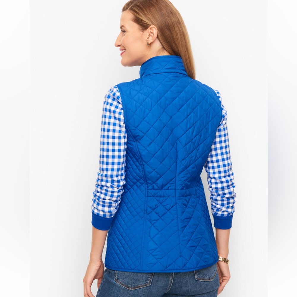Talbots women’s XL blue quilted puffer vest fall winter outdoor layering - Picture 3 of 9